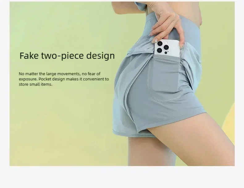 PHIGEER Yoga Shorts for Women Lightweight Gym Cycling Workout Shorts with Pocket Breathable Running Sweatpants Athletic Clothes