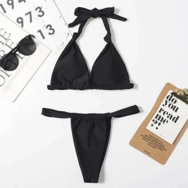 Pink Woman Summer Swimsuit Mini Lace Up Adjustable Bikinis Set Beachwear Top Swimwear Women Swimming Wear Colorful Beach Bathing Suit